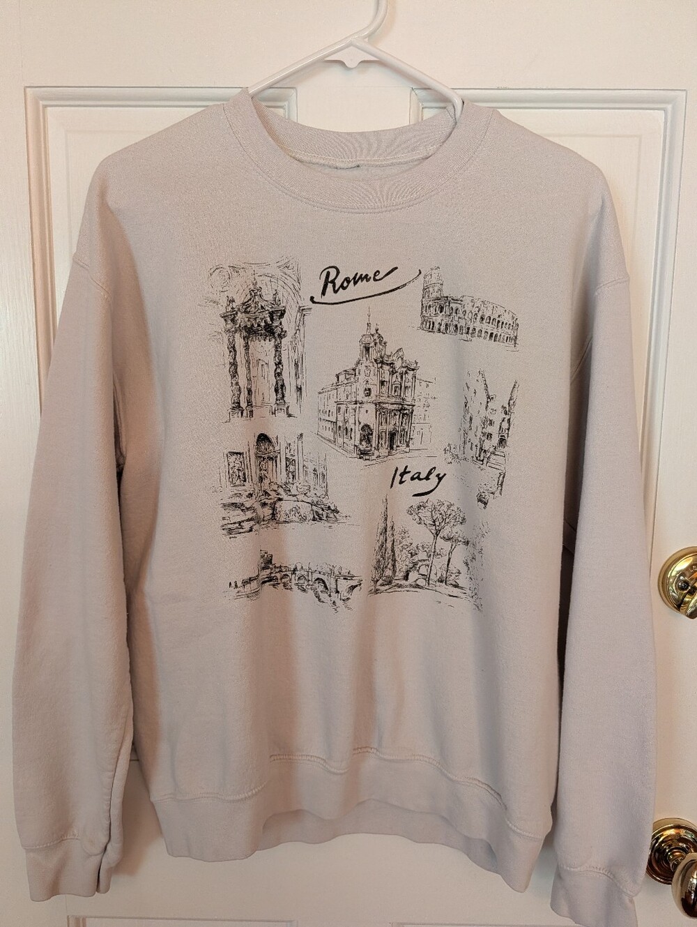 PacSun Golden Hour beige Rome Italy Graphic Crewneck Sweatshirt Size XS / S